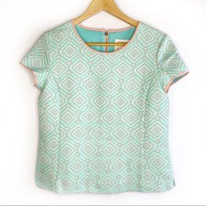Sail to Sable Cabbage Mint Jacquard Gold Zip Top S
